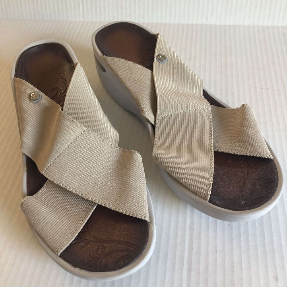 Bzees Women's Sandals Beige Desire Stretch Slip On Shoes Size 9.5 M